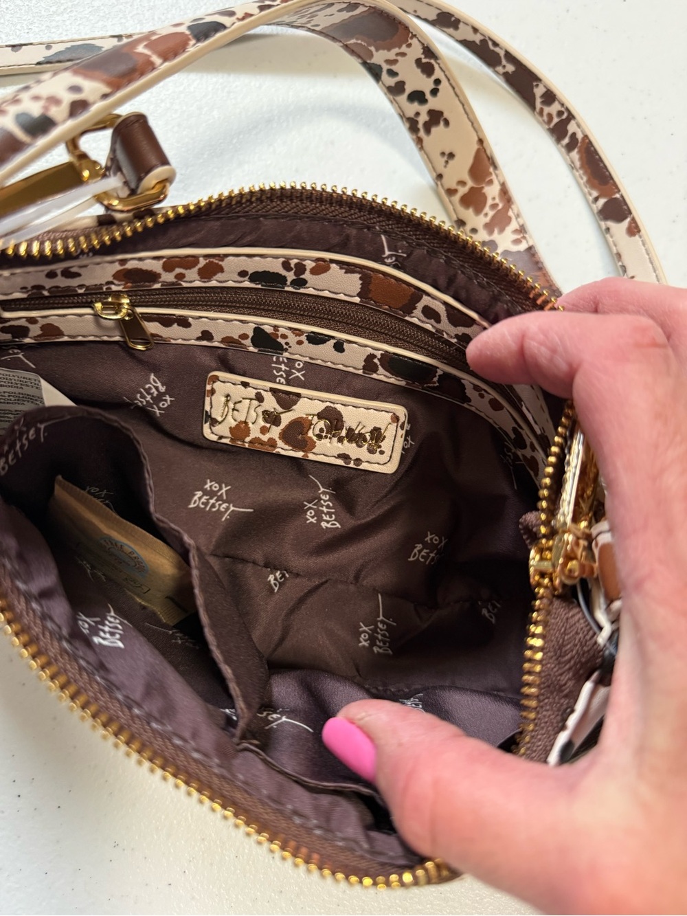Betsey Johnson Crossbody & Shoulder Bag Leopard Print w/ Horseshoe charm NWT - Picture 5 of 6